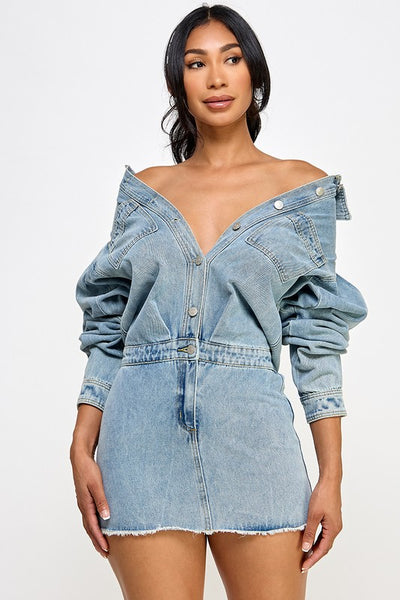 Denim Allure Button-Down Dress