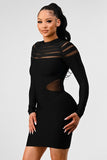 Alexis sheer cut out long sleeve bandage dress