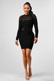 Alexis sheer cut out long sleeve bandage dress