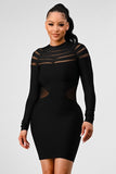 Alexis sheer cut out long sleeve bandage dress