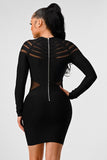 Alexis sheer cut out long sleeve bandage dress