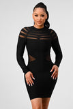 Alexis sheer cut out long sleeve bandage dress
