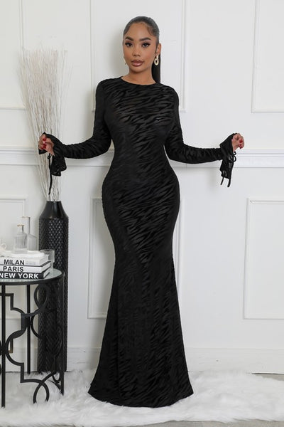 Black Velvet Allure Open-Back Dress