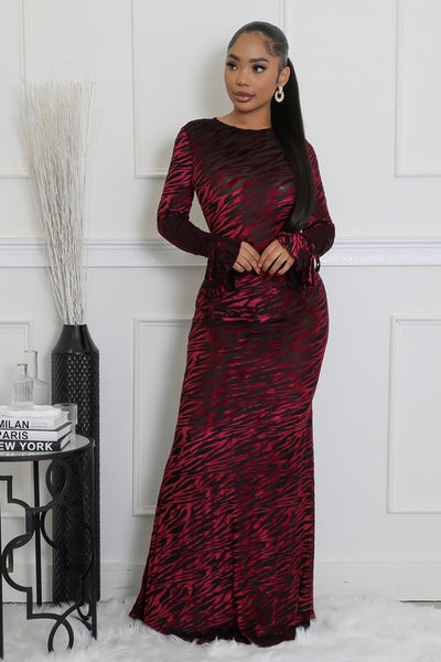 Burgundy Velvet Allure Open-Back Dress