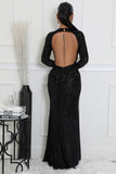 Black Velvet Allure Open-Back Dress