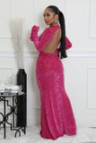Magenta Velvet Allure Open-Back Dress