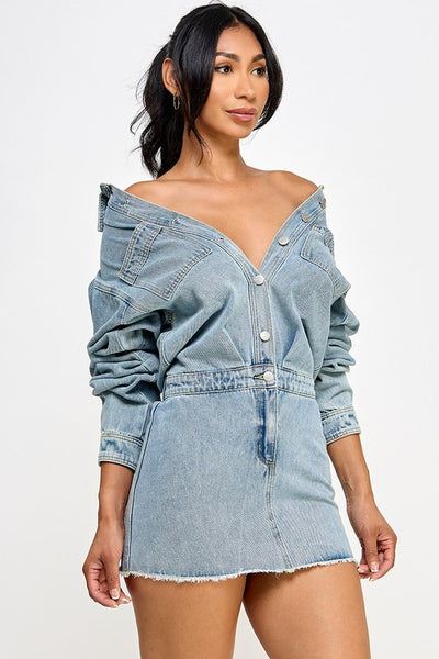 Denim Allure Button-Down Dress
