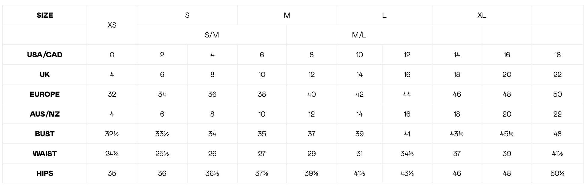 Size Chart